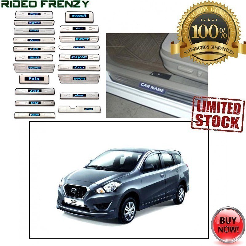 Buy Datsun Go Plus Stainless Steel Sill Plate with Blue LED online | Rideofrenzy