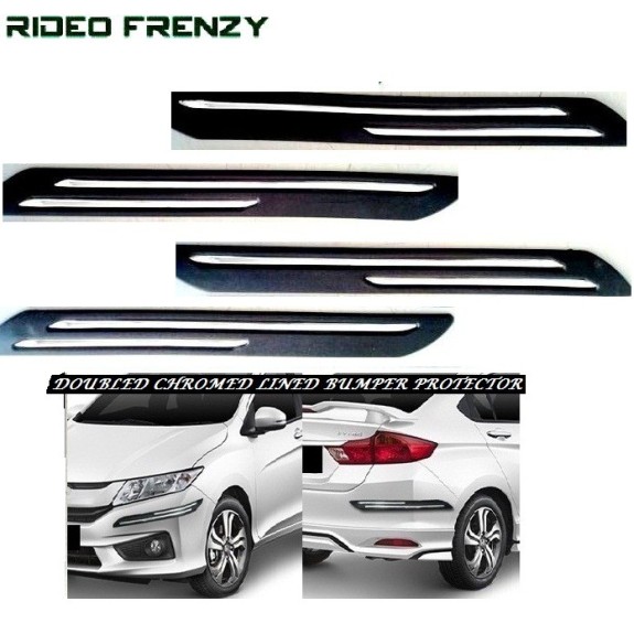 Buy Dual Chrome Lined Black Bumper Protectors at low prices-RideoFrenzy