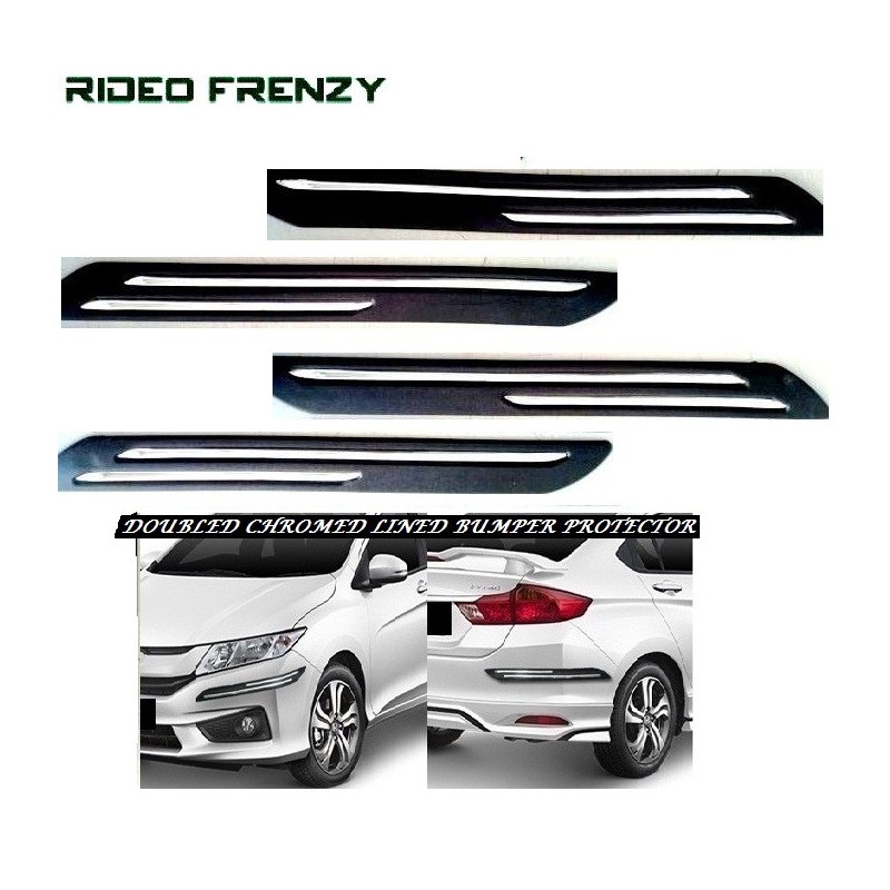 Buy Dual Chrome Lined Black Bumper Protectors at low prices-RideoFrenzy
