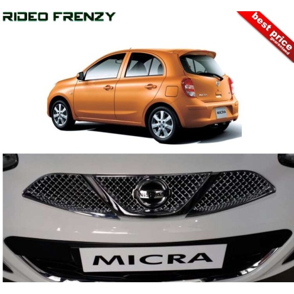 Buy Premium Glossy Finish Nissan Micra Front Chrome Grill at low prices-RideoFrenzy
