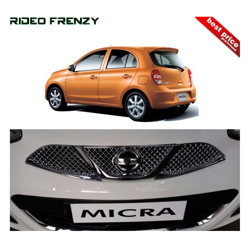 Buy Premium Glossy Finish Nissan Micra Front Chrome Grill at low prices-RideoFrenzy