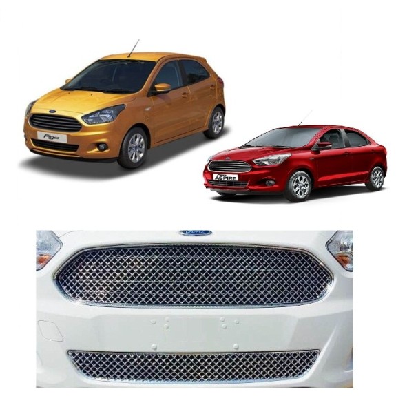 Buy Glossy Ford Figo & New Aspire Front Chrome Grill at low prices-RideoFrenzy