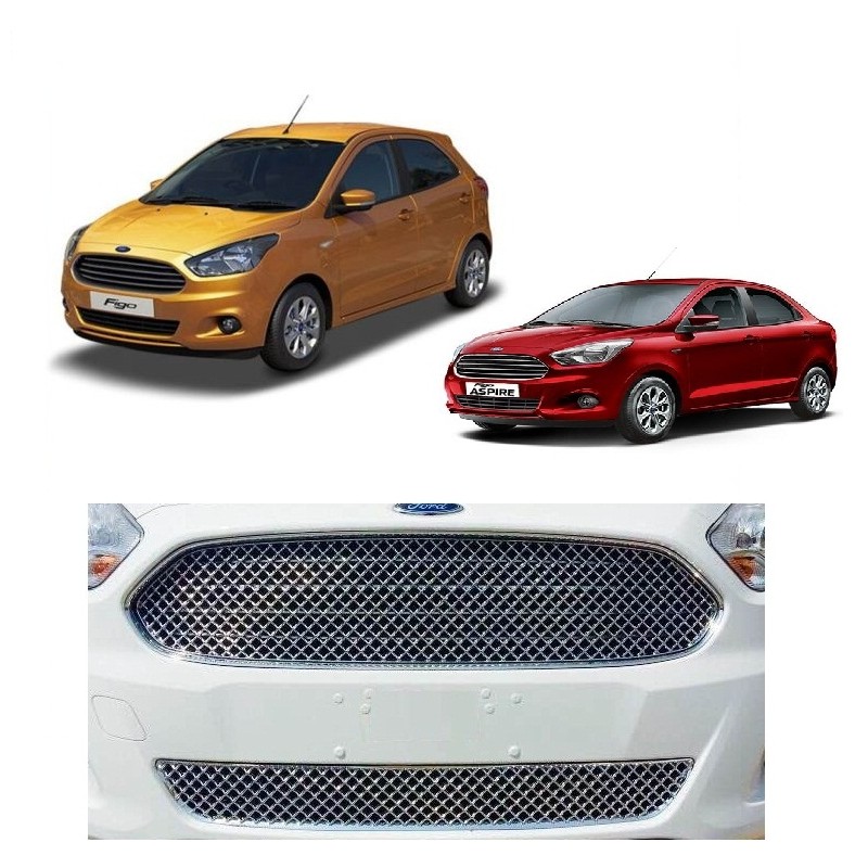 Buy Glossy Ford Figo & New Aspire Front Chrome Grill at low prices-RideoFrenzy