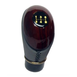 Type R Gray Leather Wooden Finished Gear Knob online at low prices-Rideofrenzy