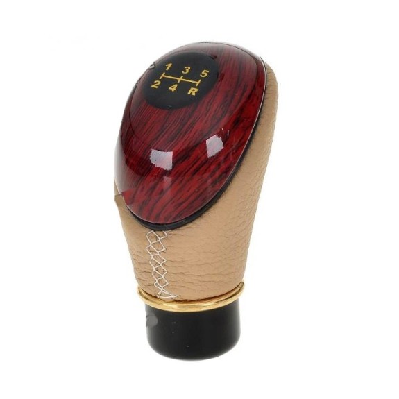 Type R Beige Leather Wooden Finished Gear Knob online at low prices-Rideofrenzy