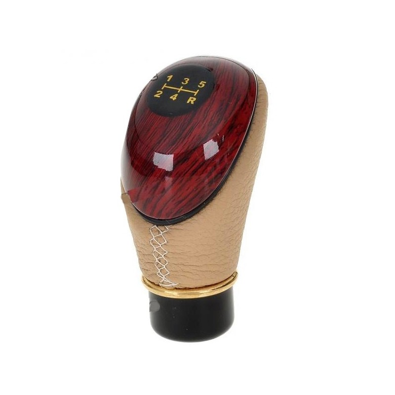 Type R Beige Leather Wooden Finished Gear Knob online at low prices-Rideofrenzy