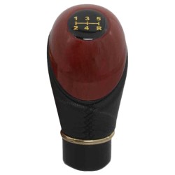 Beige Leatherite Wooden Finished Gear Knob