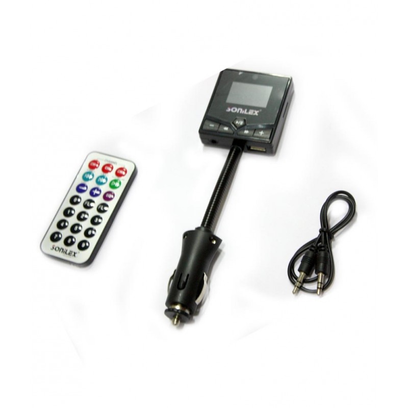 Car Mp3 FM Modulator Transmitter (With USB & Memory Card Slots & Aux Cable)