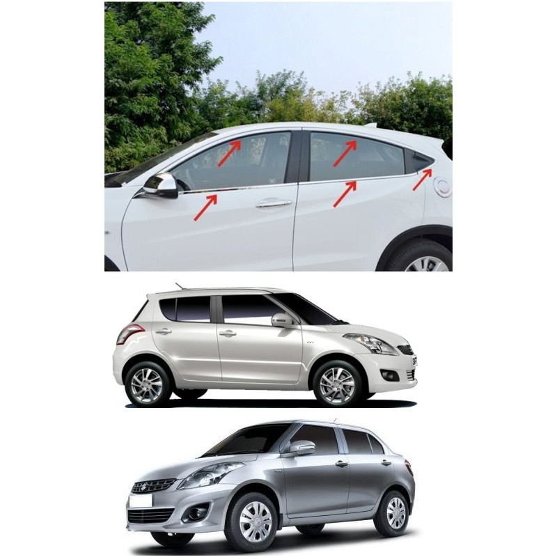 Buy Stainless Steel Chrome Window Trim for Maruti Swift/Dzire at low prices-RideoFrenzy
