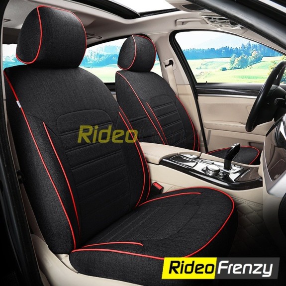 Buy Luxurious Jute Car Seat Covers | Zigro Black & Red | Summer Friendly (Non Heating & Breathable)