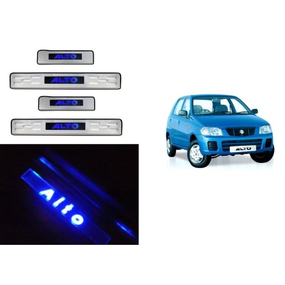 Maruti Alto Door Stainless Steel Sill Plate with Blue LED