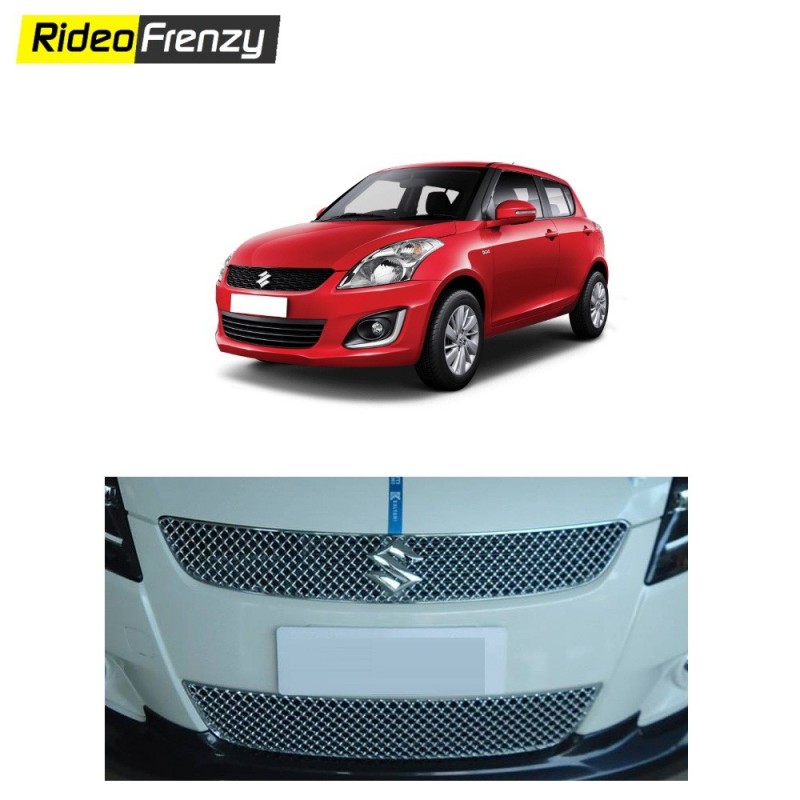 Buy New Model Maruti Swift Front Chrome Grill Covers | Upper+Lower | High Quality ABS Chrome Plating