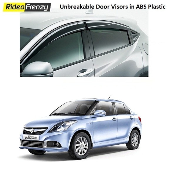 Buy Unbreakable Swift Dzire Door Visors in ABS Plastic at low prices-RideoFrenzy