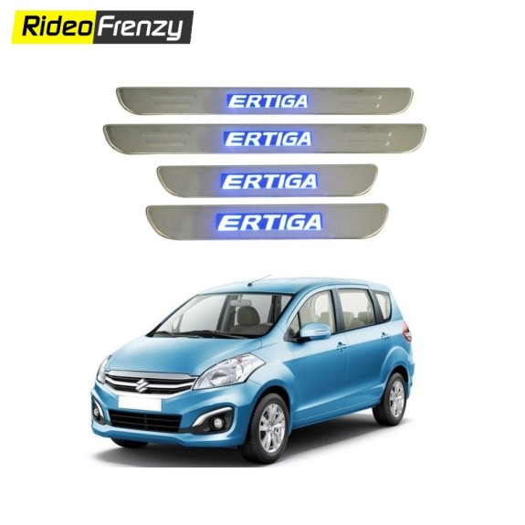 Buy Maruti Ertiga Stainless Steel Sill Plates with Blue LED at low prices-RideoFrenzy
