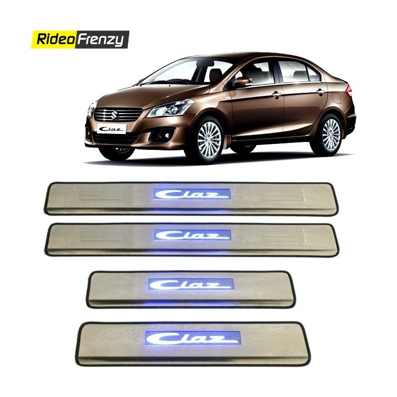 Buy Maruti Ciaz Door Stainless Steel Sill Plate with blue LED at low prices-RideoFrenzy