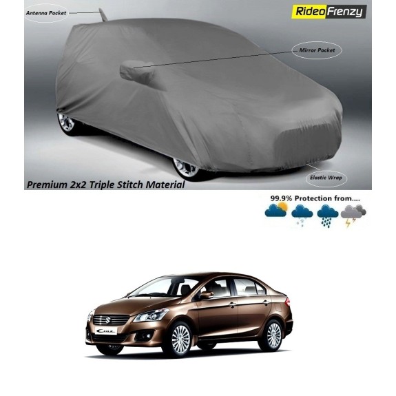 Buy Premium Fabric Maruti Ciaz Body Cover  with Mirror & Antenna Pockets at low prices-RideoFrenzy