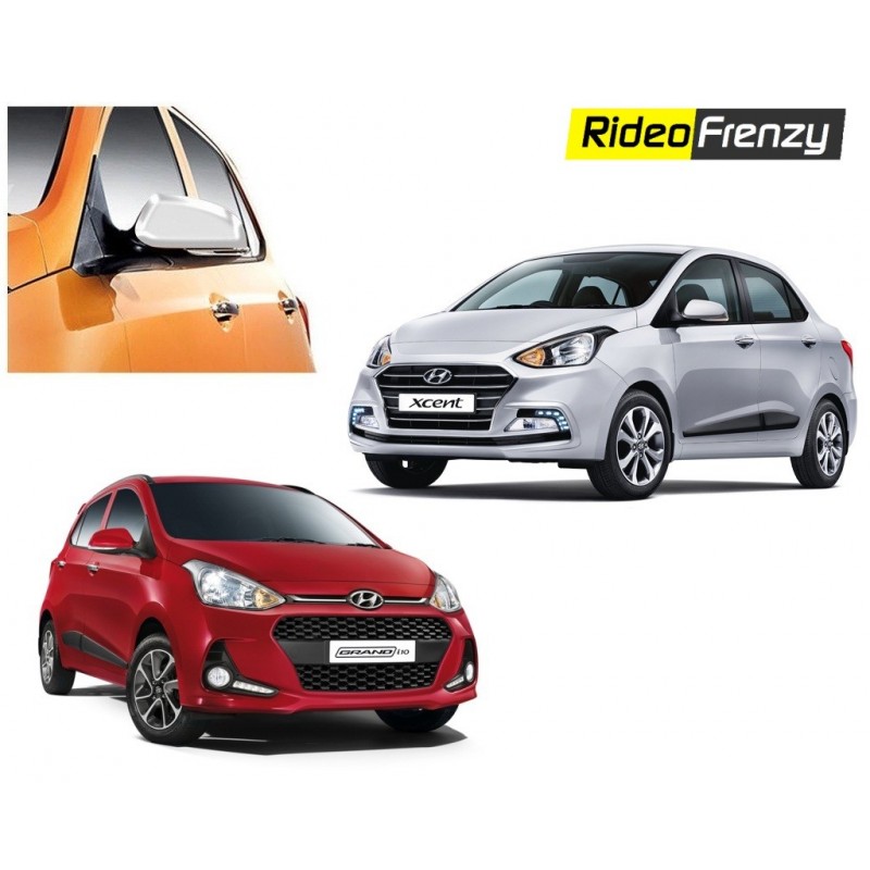 Buy Hyundai Grand i10 & Xcent Chrome Side Mirror Covers-Triple layered chrome at low prices-RideoFrenzy
