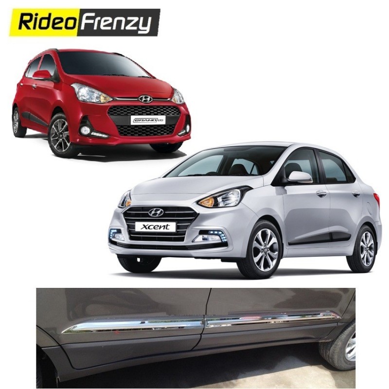 Buy Stainless Steel Hyundai Grand i10 & Xcent Chrome Side Beading at low prices-RideoFrenzy
