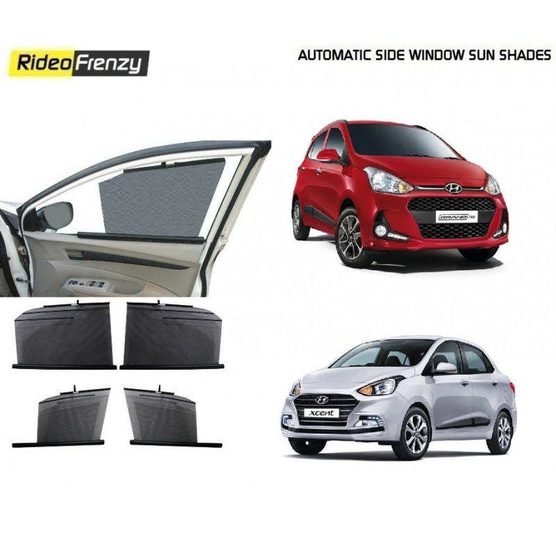 Buy Hyundai Grand i10 & Xcent Automatic Side Window Sun Shades at low prices-RideoFrenzy