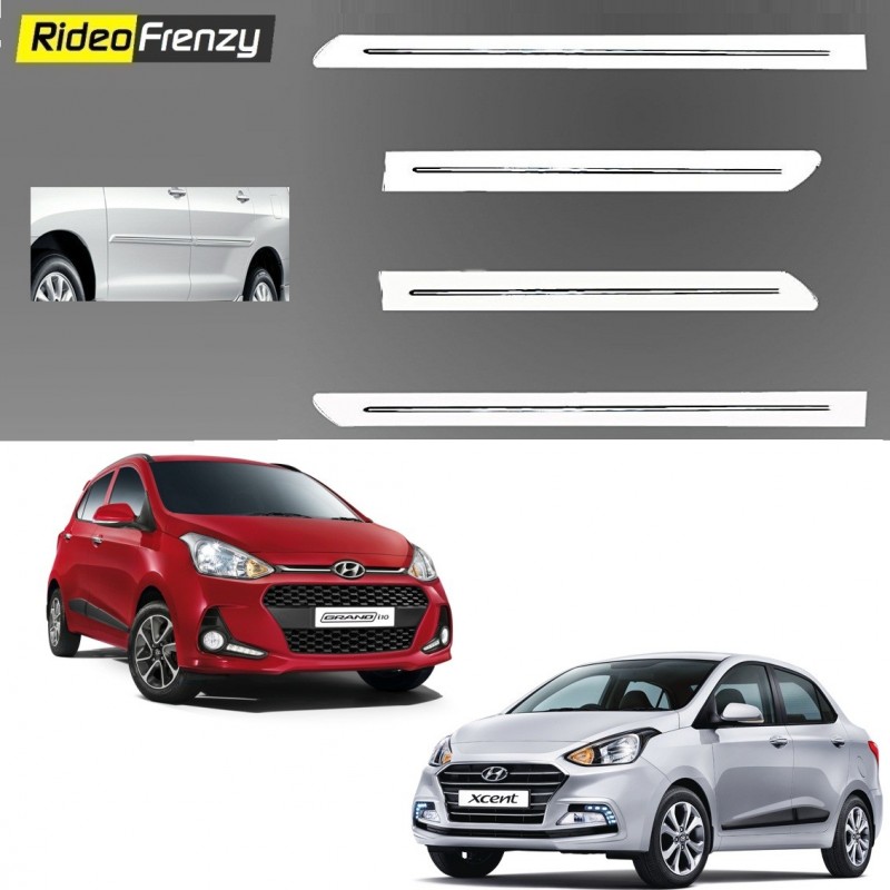 Buy Hyundai Grand i10 & Xcent White Chromed Side beading at low prices-RideoFrenzy