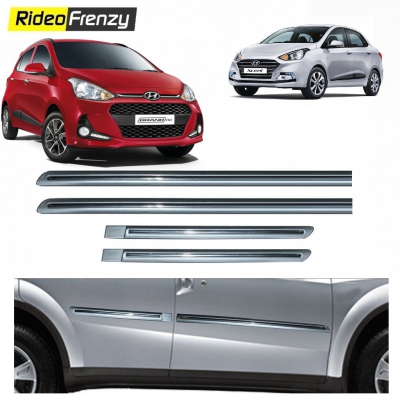 Buy Hyundai Grand i10 & Xcent Silver Chromed Side beading at low prices-RideoFrenzy 
