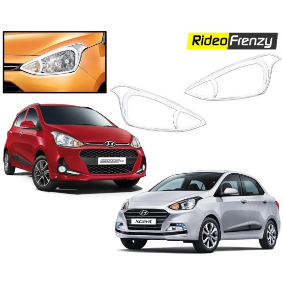 Buy Hyundai Grand i10 & Xcent Chrome HeadLight Covers at low prices-RideoFrenzy