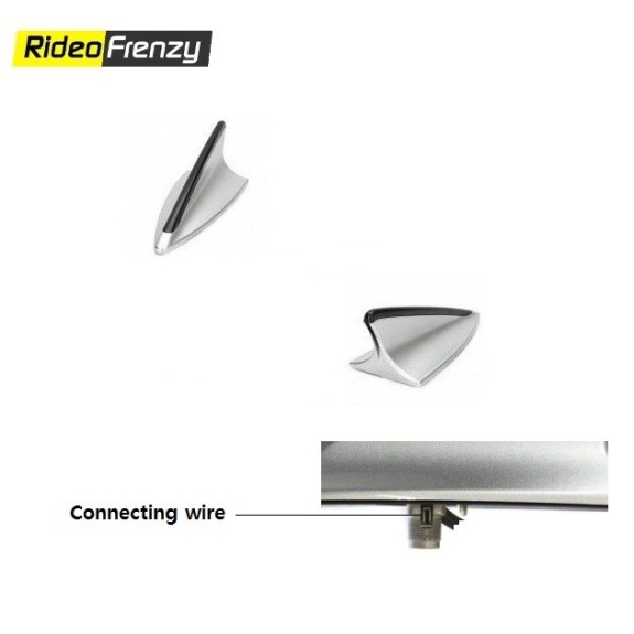 Buy Silver-Black Shark Fin Antenna with connection wire port at low prices-RideoFrenzy
