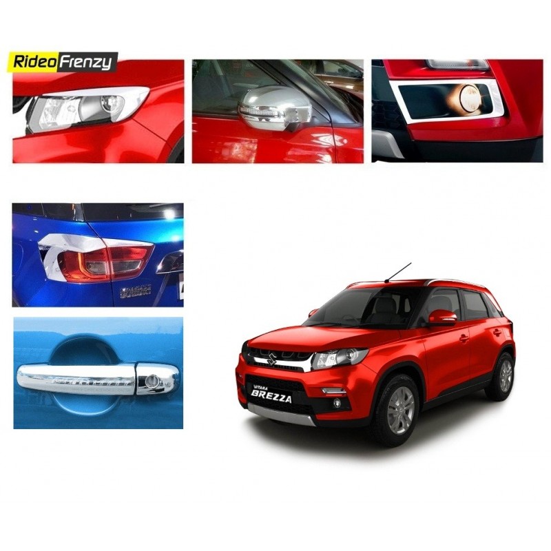 Buy Maruti Vitara Brezza Chrome Combo Kit-Headlights.Tail lights,Mirror covers,Handle covers etc at low prices-RideoFrenzy