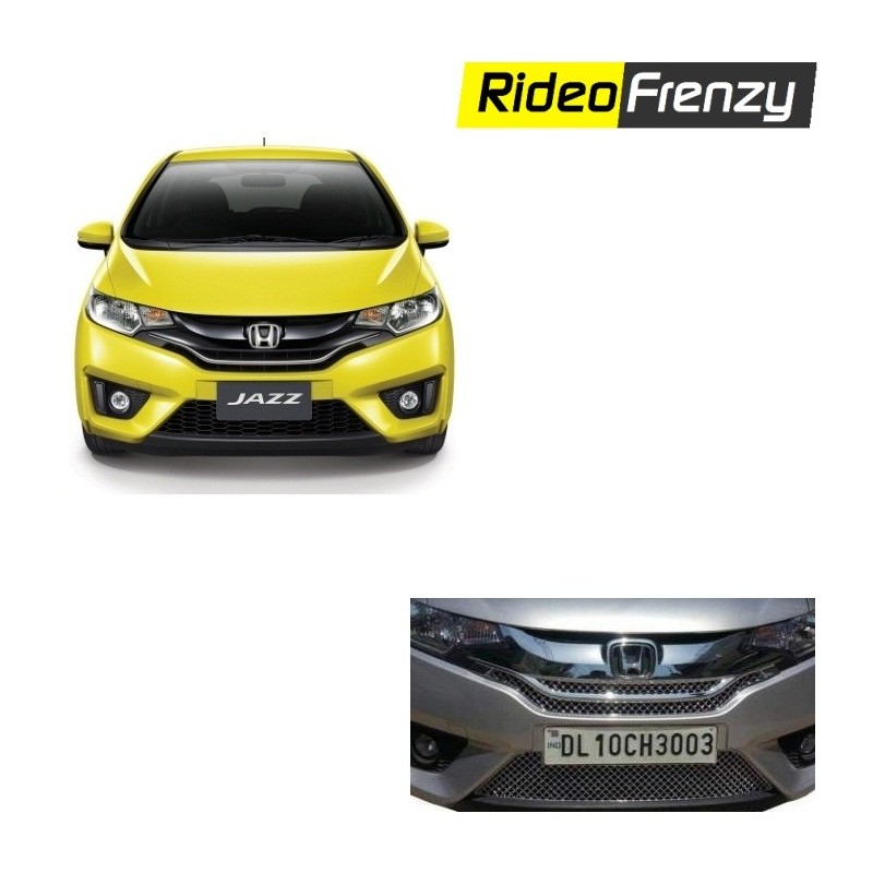 Buy Premium Glossy Honda Jazz Chrome Grill Covers (upper+lower) at low prices-RideoFrenzy