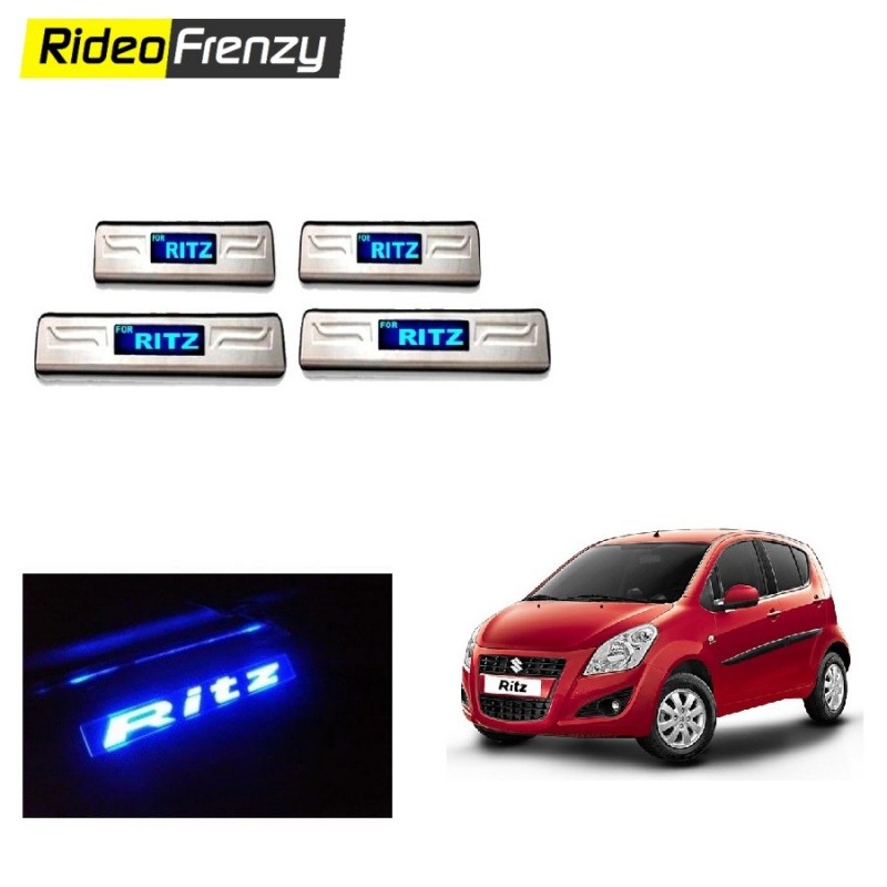 Maruti Ritz Stainless Steel Sill Plates with Blue LED