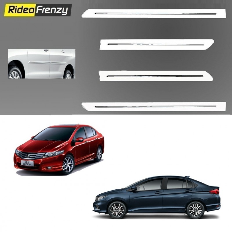 Buy Honda City Ivtec/Idtec White Chromed Side Beading online at low prices-RideoFrenzy