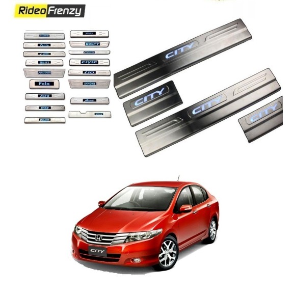 Buy Honda City Ivtec Door Stainless Steel Sill Plate with Blue LED online at low prices-Rideofrenzy