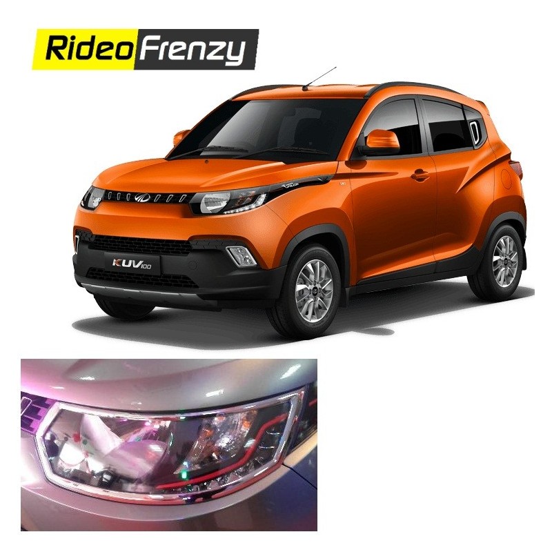 Buy Mahindra KUV100 Chrome Head light Covers online at low prices-RideoFrenzy