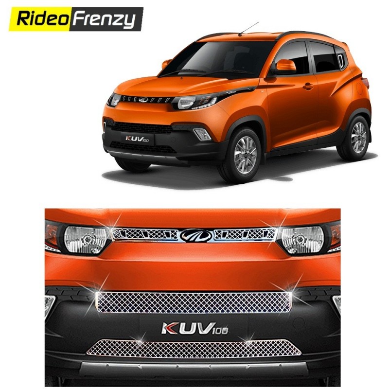 Buy Mahindra KUV100 Chrome Grill Covers(Upper+middle+lower) online at low prices-RideoFrenzy