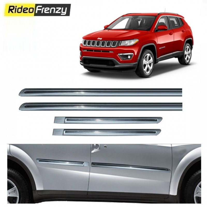 Buy Jeep Compass Silver Chromed Side beading at low prices-RideoFrenzy