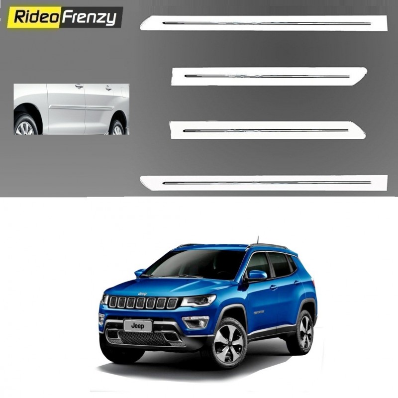 Buy Jeep Compass White Chromed Side beading at low prices-RideoFrenzy