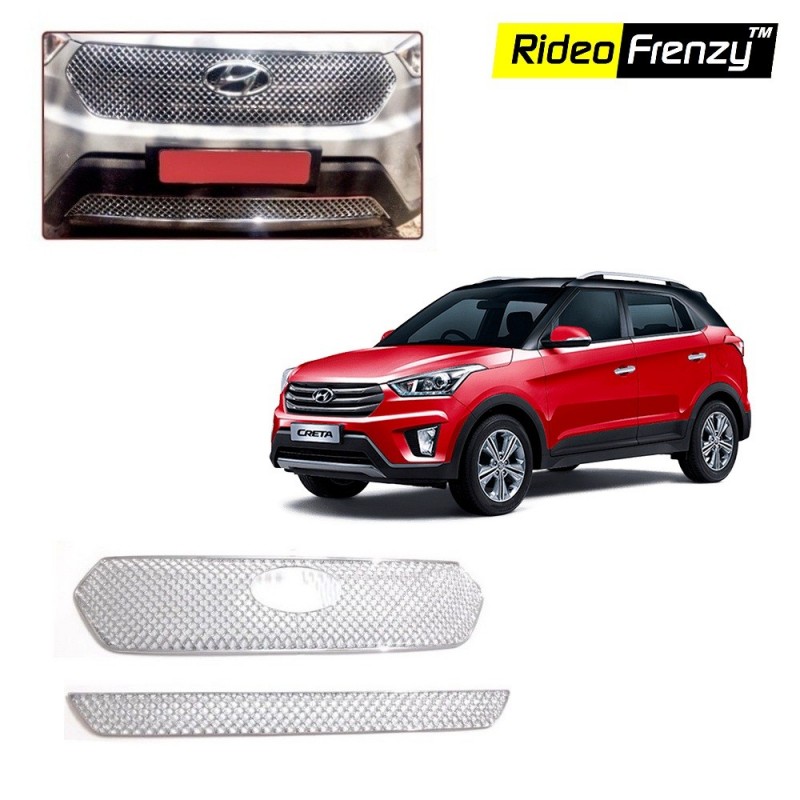 Buy Hyundai Creta Chrome Grill Covers (Upper+Lower) at low prices-RideoFrenzy