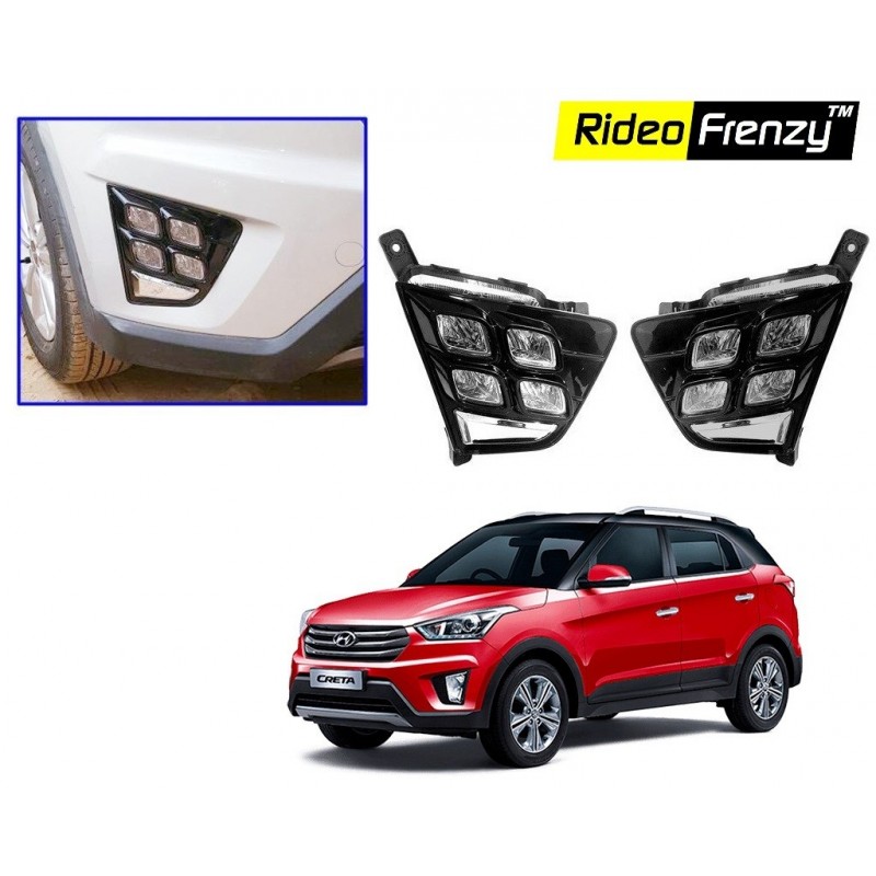 Buy Hyundai Creta Double LED DRL Day Time Running Lights online at low prices-Rideofrenzy