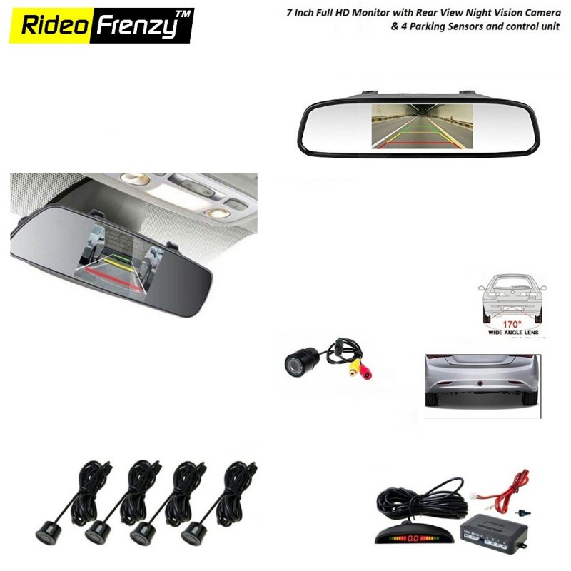Buy Factory Style Full HD Monitor with Rear View Camera & 4 Sensor Kit at low prices-RideoFrenzy