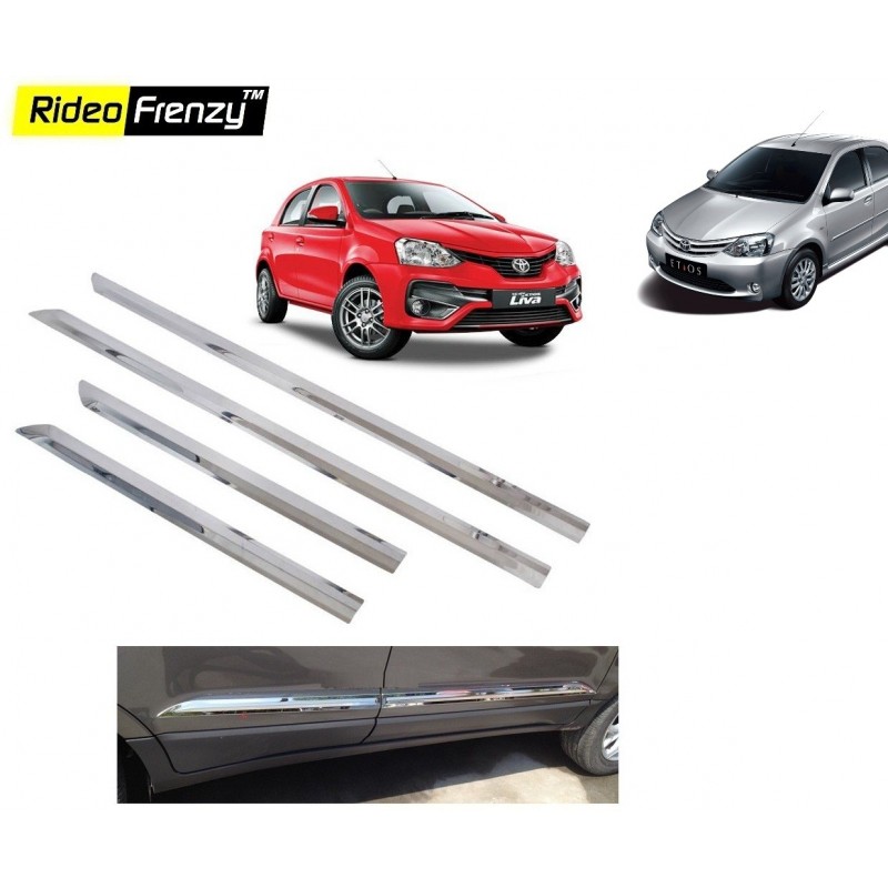 Buy Stainless Steel Toyota Etios & Liva Chrome Side Beading online at low prices-Rideofrenzy