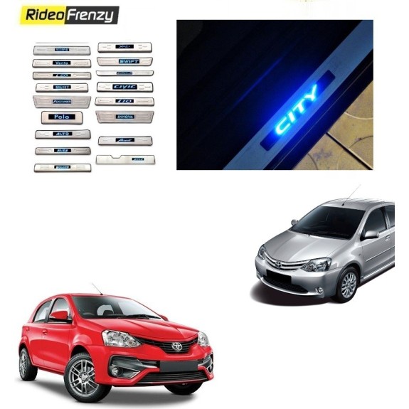 Buy Toyota Etios Liva Stainless Steel Sill Plate with Blue LED online at low prices-Rideofrenzy