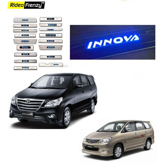 Buy Toyota Innova Stainless Steel Sill Plate with Blue LED online at low prices-Rideofrenzy