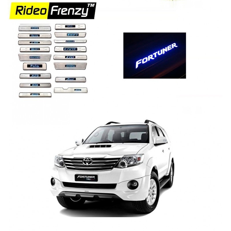 Buy Toyota Fortuner Door Stainless Steel Sill Plate with Blue LED online at low prices-Rideofrenzy