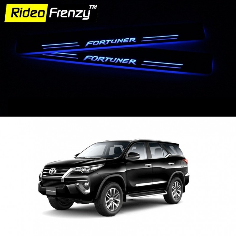 Buy New Toyota Fortuner Stainless Steel Sill Plate with Blue LED online at low prices-Rideofrenzy