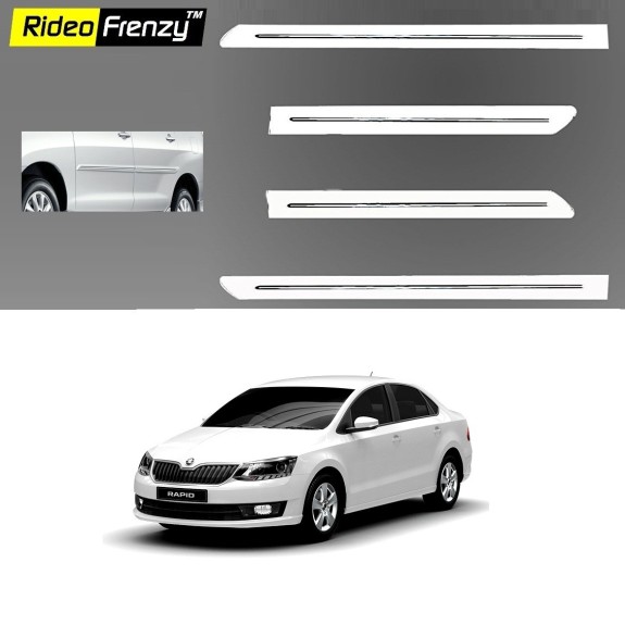 Buy Skoda Rapid White Chromed Side Beading online at low prices-Rideofrenzy