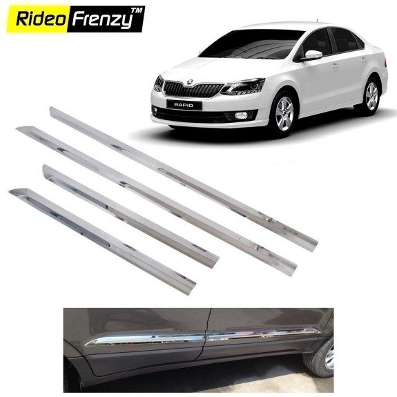 Buy Stainless Steel Skoda Rapid Chrome Side Beading online at low prices-Rideofrenzy