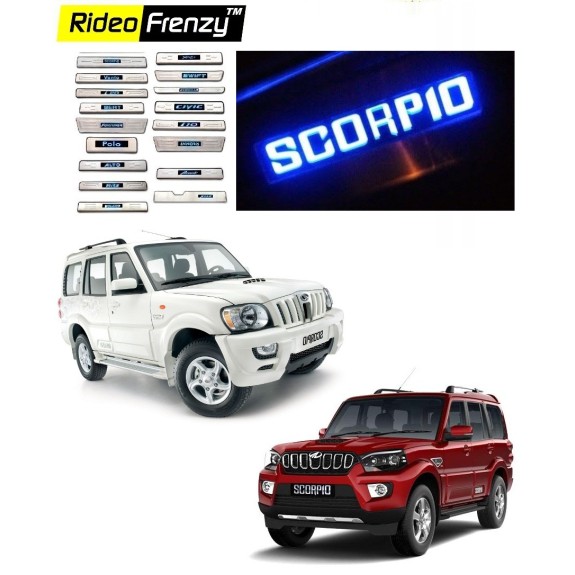 Buy Mahindra Scorpio Stainless Steel Sill Plate with Blue LED online at low prices-Rideofrenzy