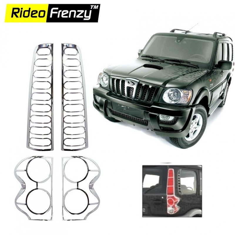 Buy Mahindra Scorpio 3rd gen Chrome Tail Light Covers online at low prices-Rideofrenzy