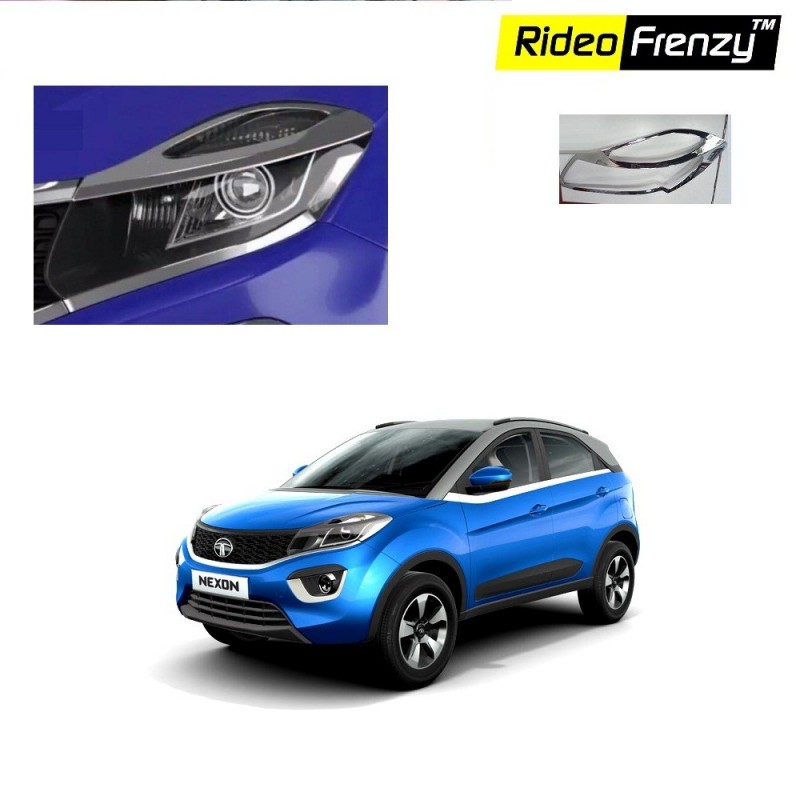 Buy Tata NEXON Chrome Head Light Garnish Covers online at low prices | Rideofrenzy
