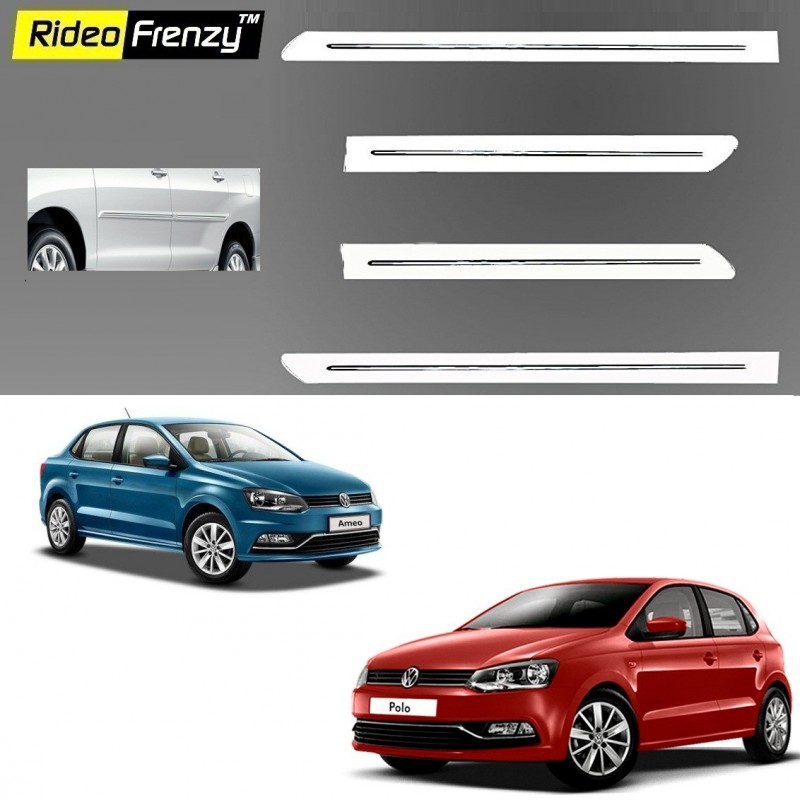 Buy Volkswagen Polo & Ameo White Chromed Side Beading online at low prices | Rideofrenzy